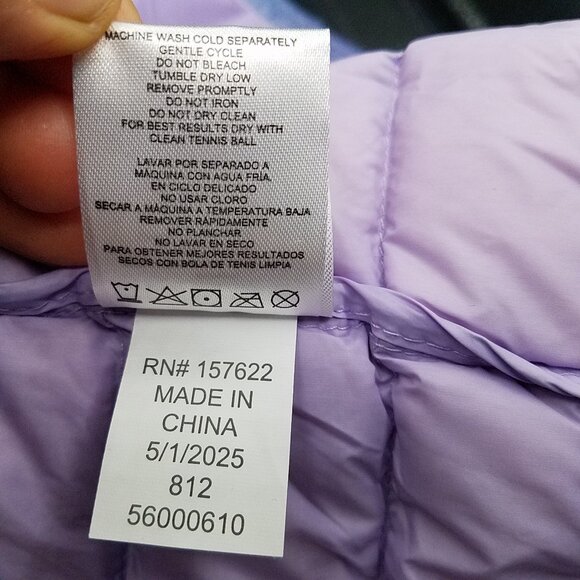 Eddie Bauer Girls 650 Down Packable Puffer Jacket Size Small (6/7) – Blue – New - Picture 13 of 13